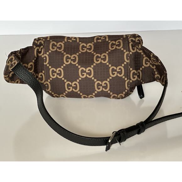 Gucci Maxi GG Logo BrownNylon Belt Bag 767934 Italy New - Picture 3 of 14